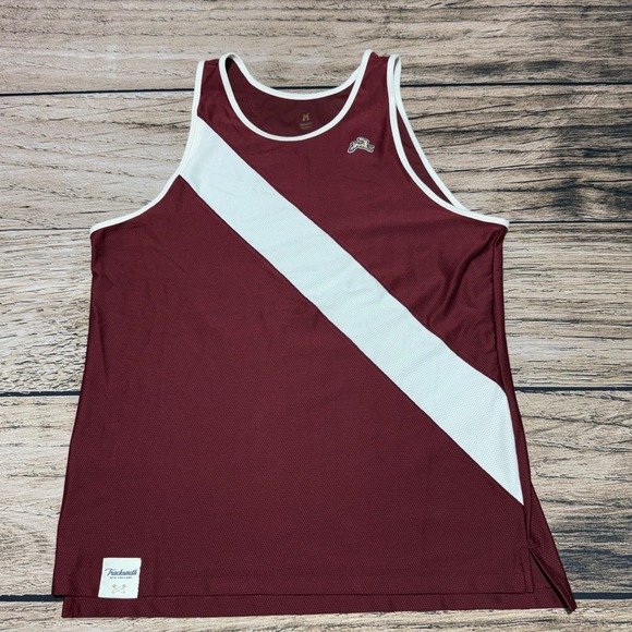 Tracksmith Other - Tracksmith Van Cortlandt Running Singlet Mens Medium Maroon White Sash Mesh Tank